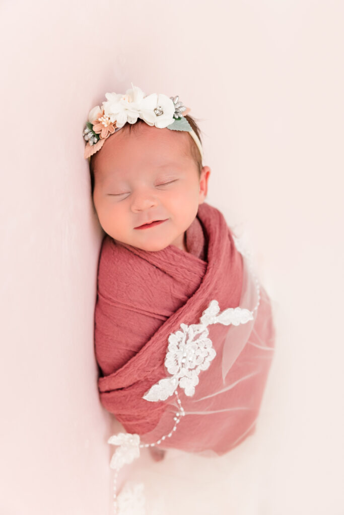 rainbow baby, newborn photographer, wedding veil newborn